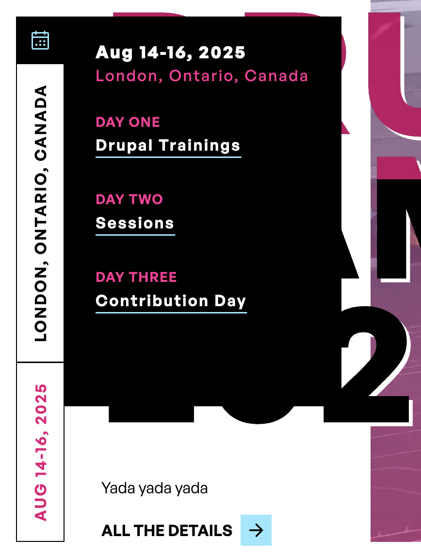 A display of information for the days a camp spans